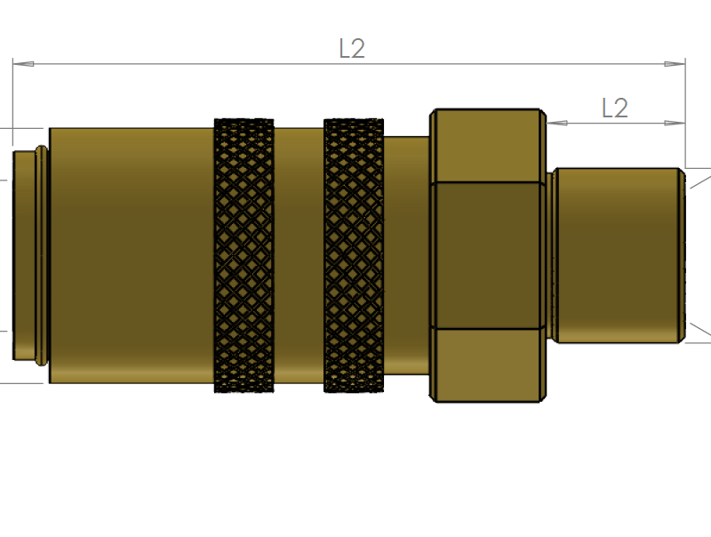 Pikaliitin ulkokierteellä, ilman venttiiliä