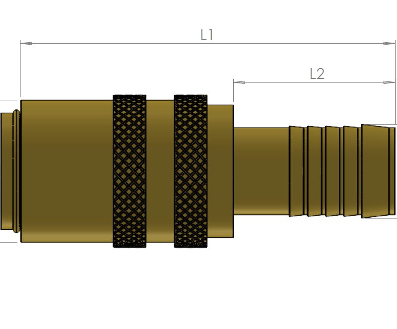 Pikaliitin letkukaralla, ilman venttiiliä
